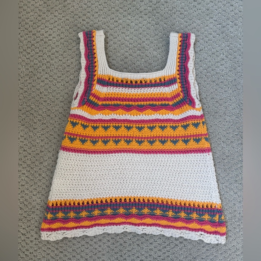 Freshman Multicolor Striped Crochet tank Top